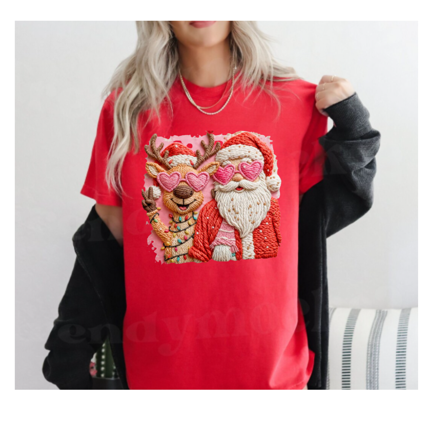Santa & Reindeer Faux Yarn - CC Tee