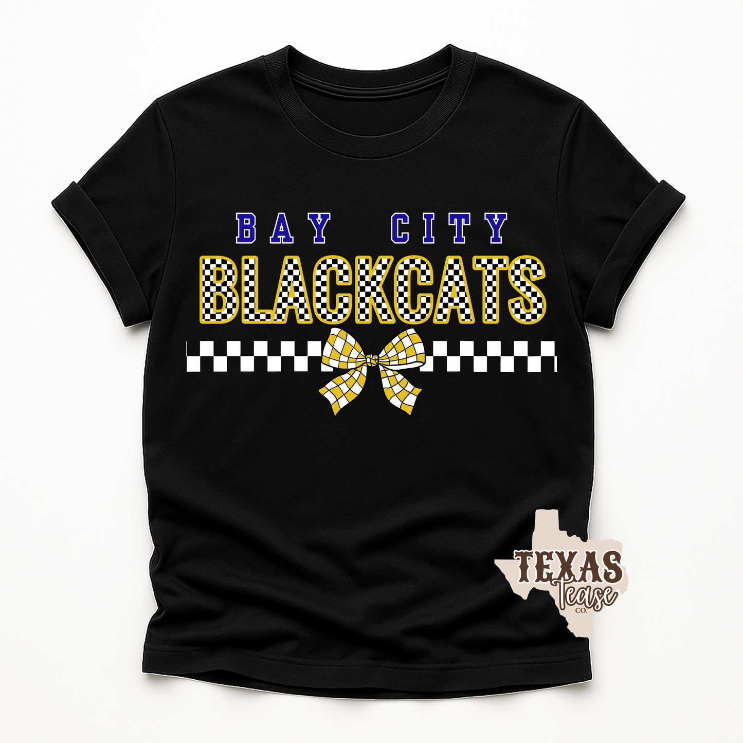 Bay City Black Cats Checkered Tee