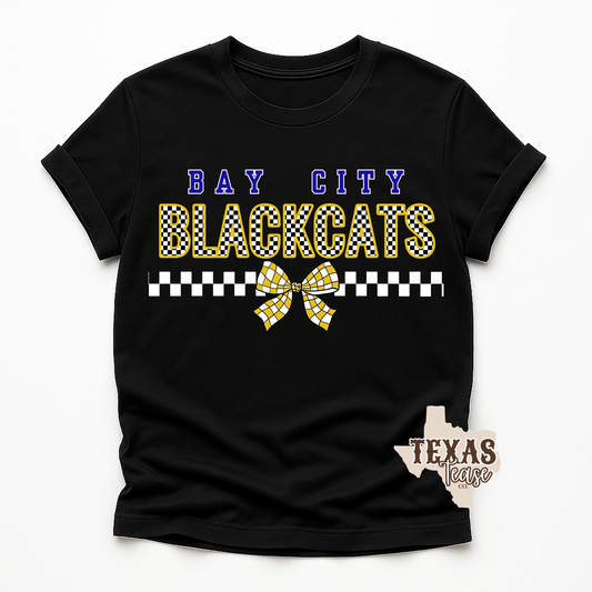 Bay City Black Cats Checkered Tee