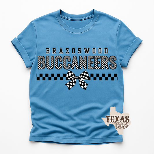 Brazoswood Buccaneers Checkered Tee