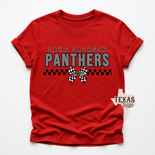 Lake Jackson Panthers Checkered Bow