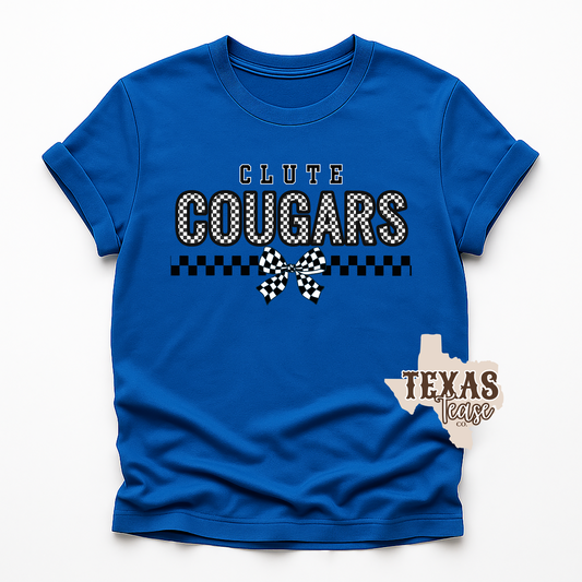 Clute Cougars Checkered Tee