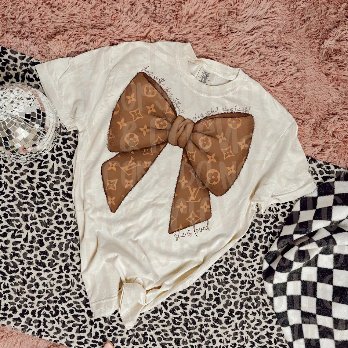 She is Loved LV Bow Tee